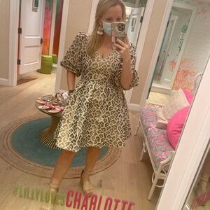Lilly Pulitzer Calypso  Leopard Print Dress - Tan and White